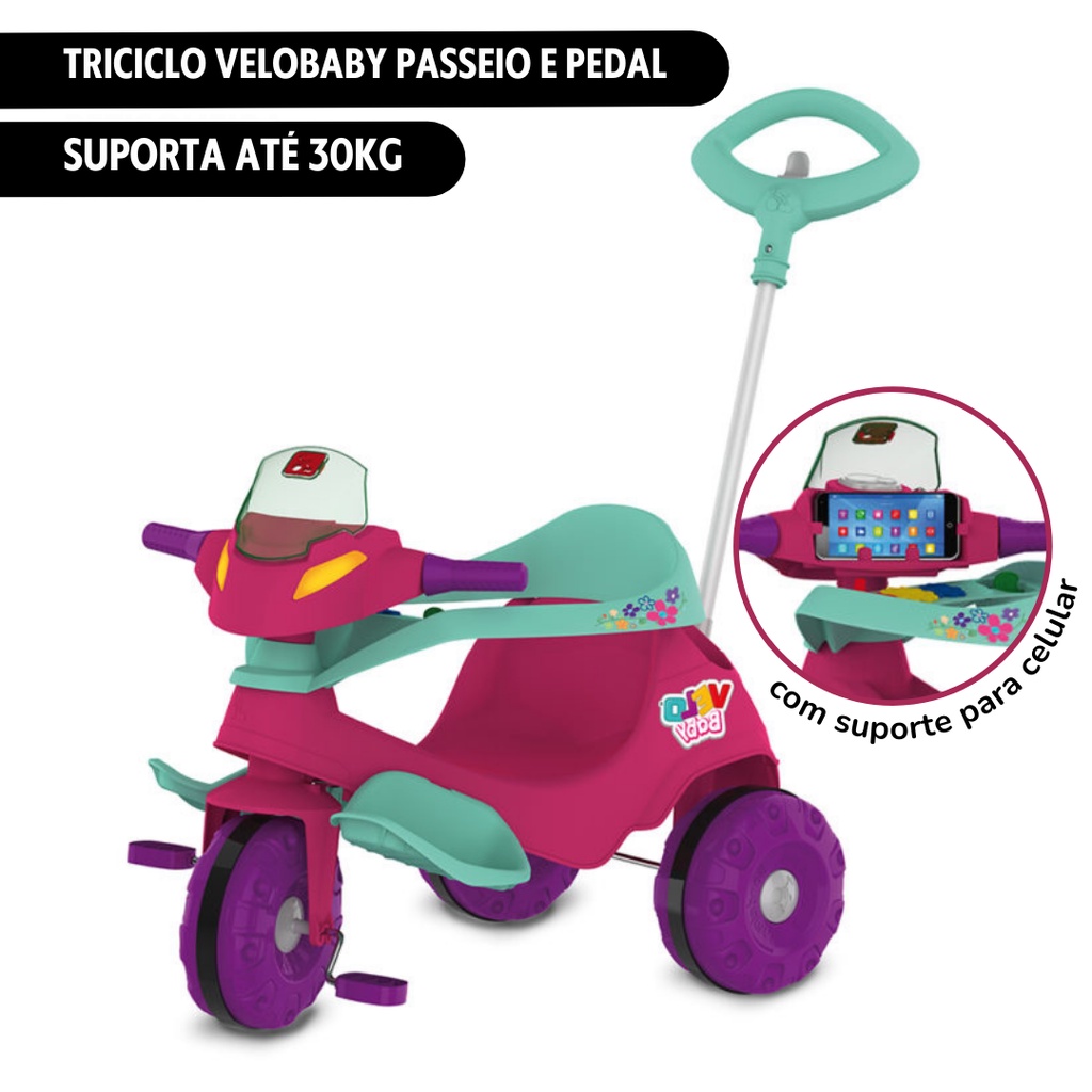 Triciclo Motoca Infantil Velobaby Pedal Passeio Bandeirante