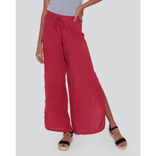 Calça Feminina Pantalona Fenda Viscose Vermelha