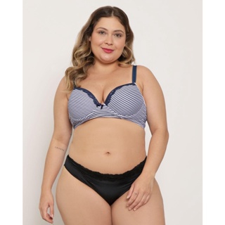 Sutiã Plus Size Avulso Base Com Bojo Listrado Marinho