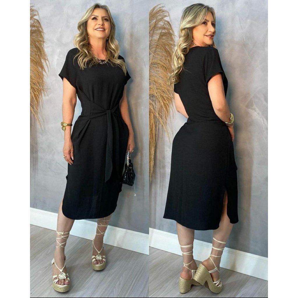 Vestido Midi Dunas Social Elegante Social 3 Formas de uso | Shopee Brasil