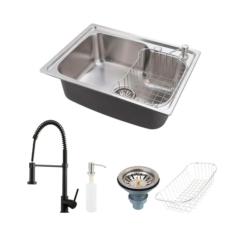 Cuba para Cozinha Aço Inox com Acessórios Matis e Torneira Monocomando Envira Pingoo - Preto