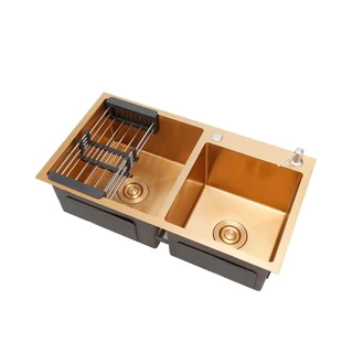 Cuba Para Cozinha Pia Dupla Aço Inox 304 Awá 78x43 cm Pingoo - Dourado em Oferta na Shopee