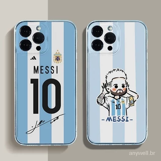 Capa macia transparente exclusiva de Messi para iPhone 11 12 13 14 Pro Max 7p 8 plus 11pro 12pro 13Promax X XR XS Max se mini TPU Argentina