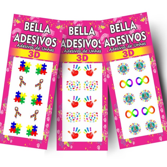 50 Adesivos de unha 3d AUTISMO