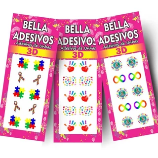 50 Adesivos de unha 3d AUTISMO