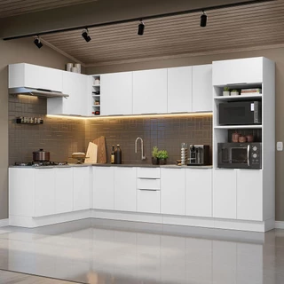 Armário de Cozinha Completa de Canto 499cm Branco Stella Madesa 01 em Oferta na Shopee