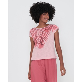 Blusa Flamê Folhagem Rosa Claro
