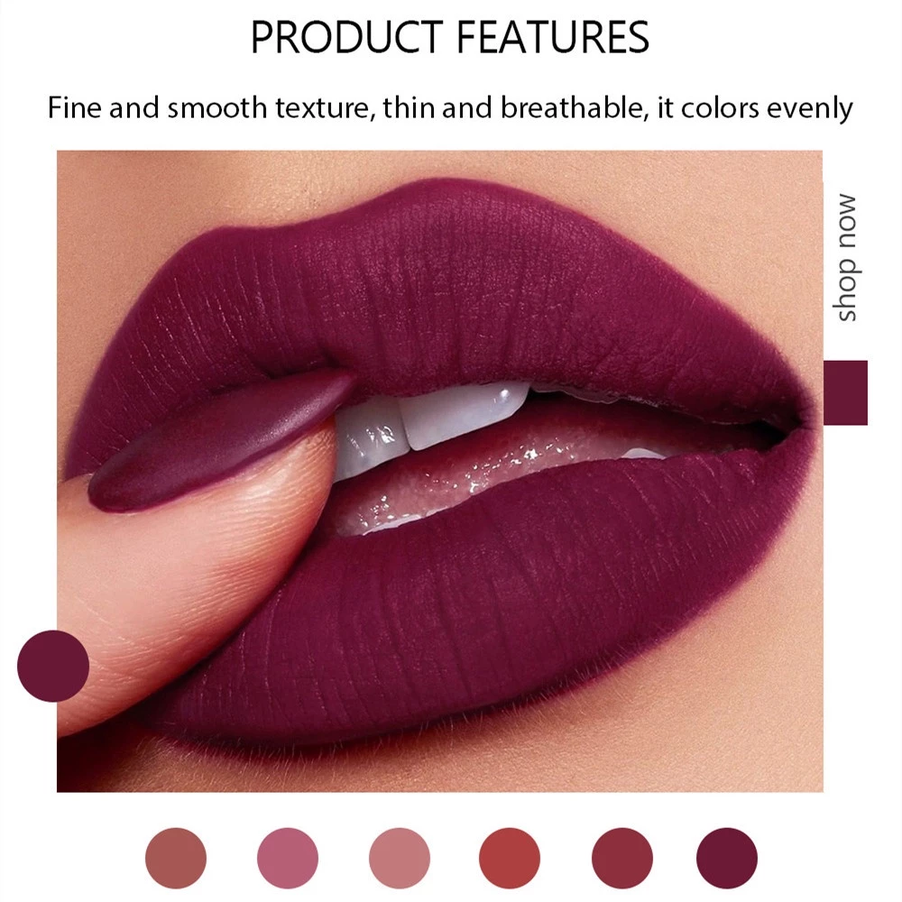 6 Cores Maquiagem Batom Mate À Prova D'água De Longa Duração Sexy Vermelho Rosa Veludo Nude Lipsticks Mulheres Cosméticos Halloween
