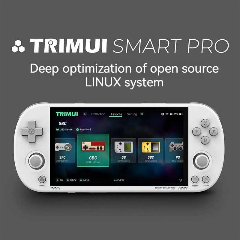 Console Portable TRIMUI Smart Pro - 128 Go, 12 700 Jeux Rétro, écran IPS 4,96" - Émulateur Linux, Cadeau Jeu Vidéo