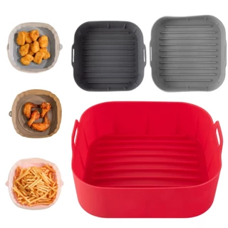 Forma De Silicone Air Fryer Antiaderente Cesto Silicone Fritadeira Elétrica Quadrado