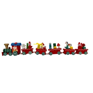 Conjunto de Trenzinho Natalino - trem em Madeira com 6 peças para decoração de Natal