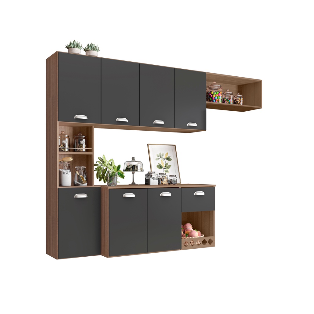 Cozinha Compacta Suspensa Mila 7 pts 2 gavetas Mila Poliman