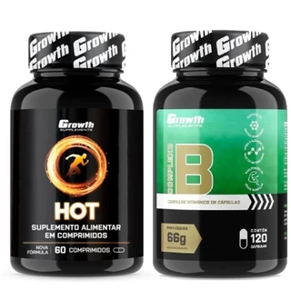 Hot Termogênico 60 Caps + Complexo B 120 Caps Growth