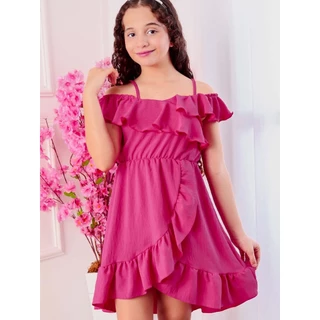 Vestido Infantil Curto em Tecido Duna