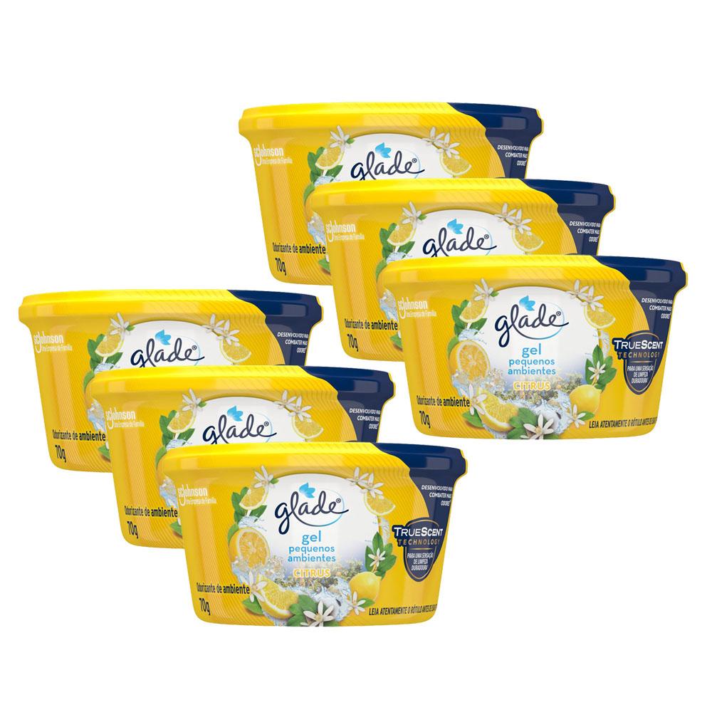 Kit 6 Odorizadores de Ambiente em Gel Glade Citrus 70g | Shopee Brasil