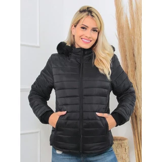 Jaqueta Puffer Feminina Inverno Forrada Capuz Bolsos Preta Lançamento em Oferta na Shopee