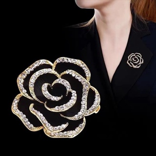 Lovito Broches De Camélia Elegantes Com Flores Lisas E Strass Contrastantes Para Mulheres LFA10278