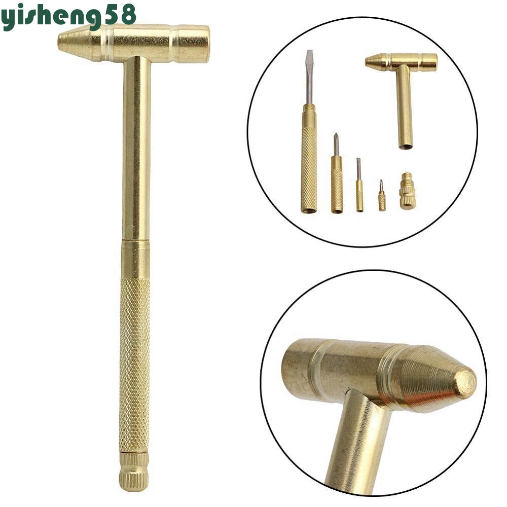 Brass Hammer 5-in-1 Mini Hammer Copper Plated Hammer With