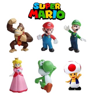 Kit Com 6 Bonecos de Miniaturas do Super Mario Colecionáveis Enfeite Bolo Festa em Oferta na Shopee