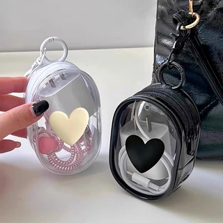 Carregador De Cabo De Dados 3D Love-Heart Bolsa De Armazenamento De Viagem Multifuncional Transparente Com Zíper E Chave em Oferta na Shopee
