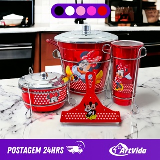 Kit de Pia Completo em Alumínio e Aramado: Porta Sabão, Detergente, Lixeira, Lixo, Suporte Cromado, Preto e Rodinho - Design Exclusivo Mickey e Minnie - Organização e Estilo para sua Cozinha, Organizador, Conjunto de Pia, Durável, Elegante ARTVIDA