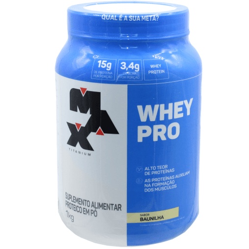 Whey Pro Suplemento Proteina Sabor Baunilha Max Titanium 1kg