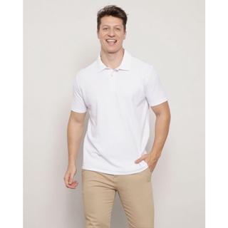 Polo Masculino Manga Curta Piquet Branca