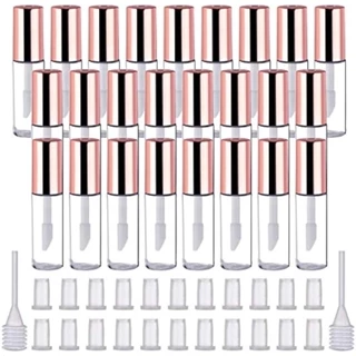 100 Pack Empty Lip Gloss Tubes Containers Clear Mini Refillable Travel Bottles Lip Balm with Rubber Lipstick Samples