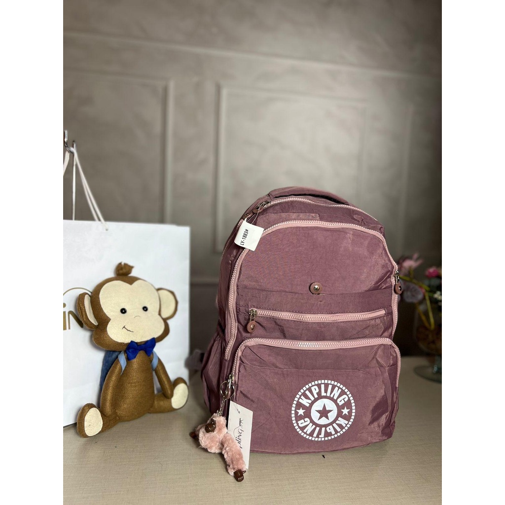 Mochila Kipling Escolar Kipling Grande 47cm Com Chaveiro Mochila Escolar Executiva Escola Kipling Impermeável Bolsa de Costas promoção Nylon Tactel Macaco Macaquinho