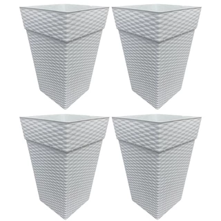 4 Vasos Quadrados de decoração Coluna Rattan Pequeno 10 Litros Marrom - Branco - Cinza - Preto Flores Plantas