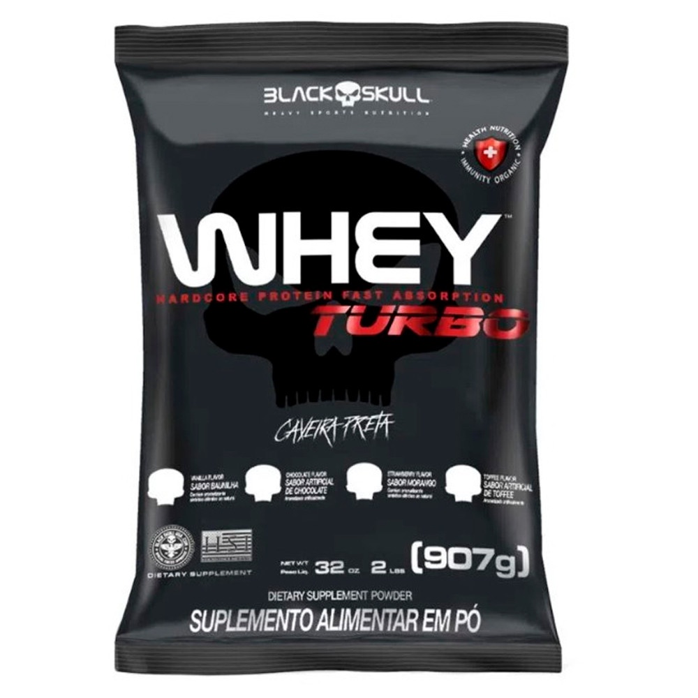 Whey Turbo Black Skull Refil 907g Baunilha