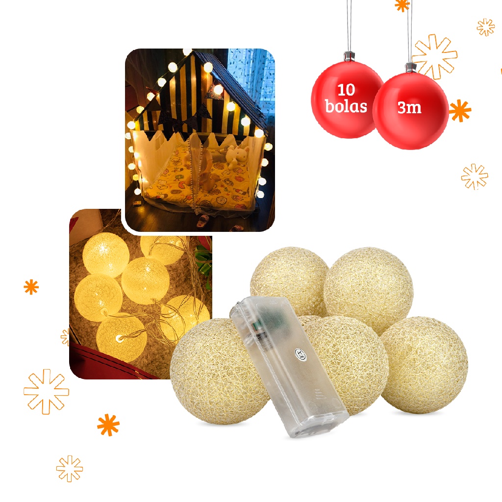 Cordão Mágico Bolinha Pisca Decoração Led Varal Luzes Natal