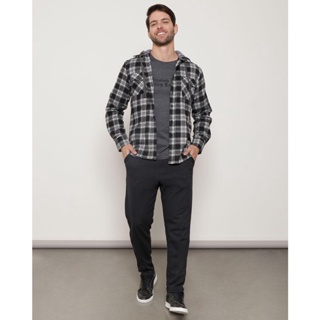 Calça Masculina Casual Com Bolso e Costura Preta
