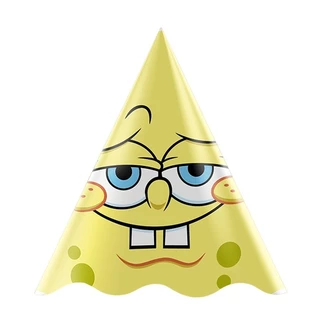 Chapéu de Aniversário Bob Esponja - Pacote com 8 Unidades