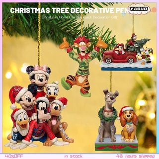 2023 enfeite de natal Nova série de desenhos animados da Disney Pingente de árvore de Natal Mickey Mouse Minnie Periféricos de aniversário Decorações de Natal Enfeites de carro Boneca 