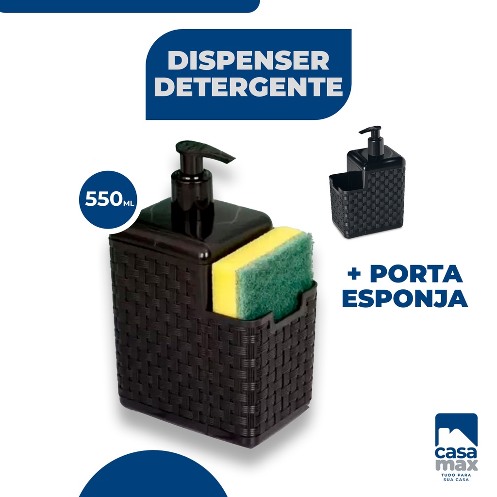 Dispenser Porta Detergente Bico Dosador Com Suporte Para Esponja Bucha