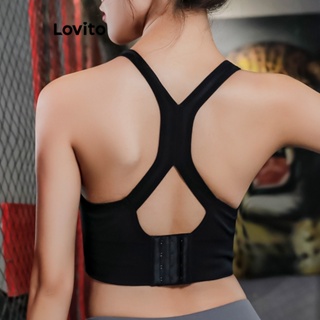Lovito Sutiã Esportivo Básico Liso Casual Para Mulheres LNA27248 (Verde Claro/Rosa/Azul/Preto)