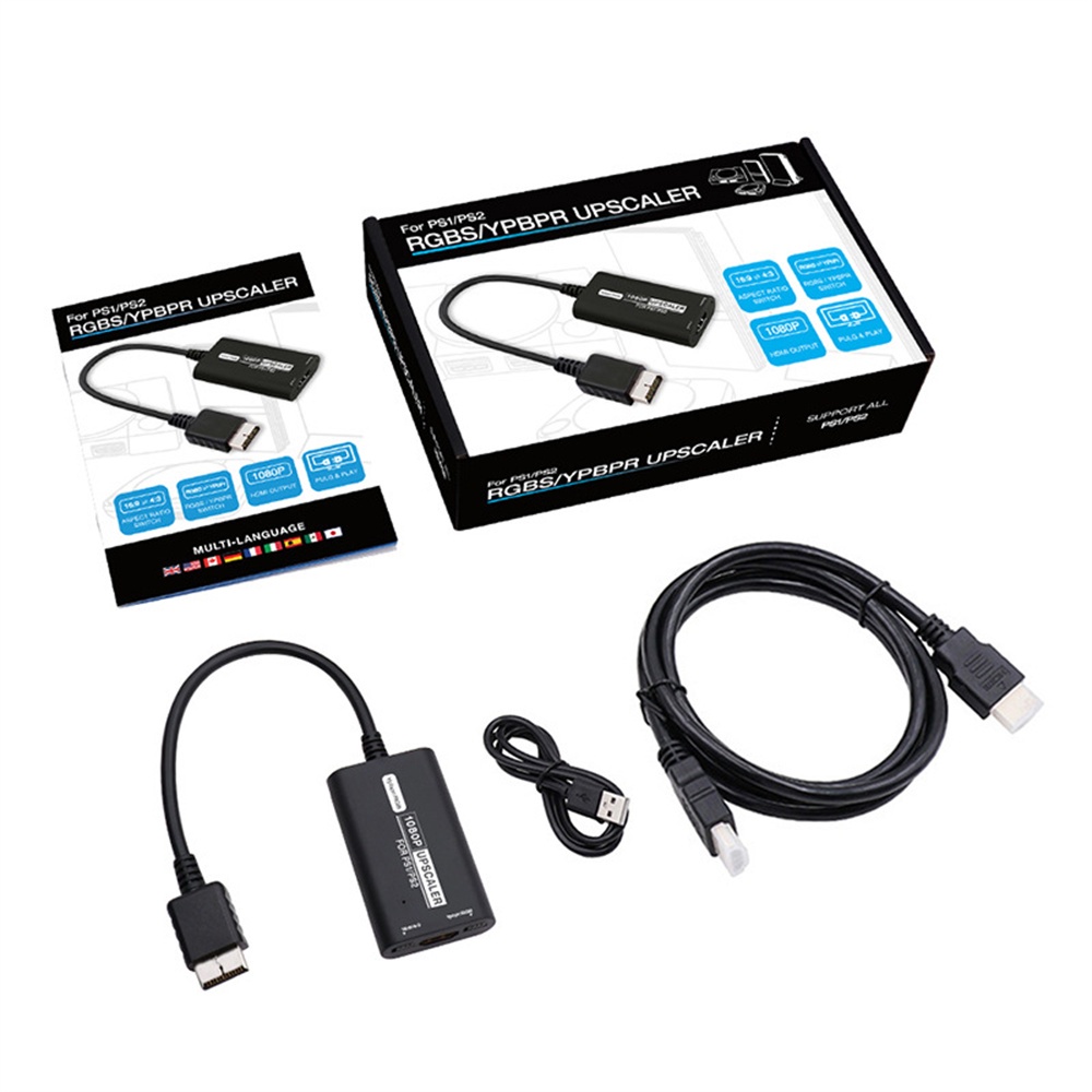 RGBS YPbPr Upscaler Para Sony Playstation 2 PS1 PS2 Console De Jogos 1080P HDMI Adaptador