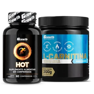 Hot Termogênico 60 Caps + L-Carnitina em Pó 200g Growth