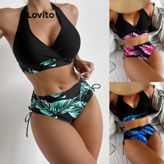Lovito Conjuntos De Biquíni Com Cordão De Plantas Sexy Para Mulheres LNL41067