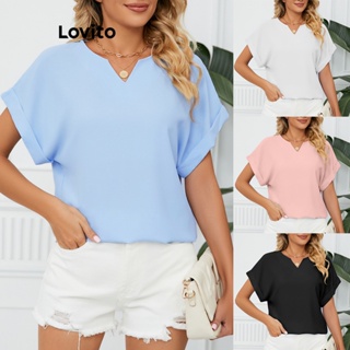 Lovito Blusa Básica Lisa Casual Para Mulheres LNL42019