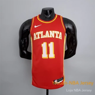 Hot Prensado Camiseta Atlanta Hawks Trae Young 11 masculinos vermelho De Basquete nba Basketball Jersey
