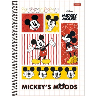 Caderno Universitário Espiral Capa Dura 80 folhas - 1 matéria Mickey Moods: Disney