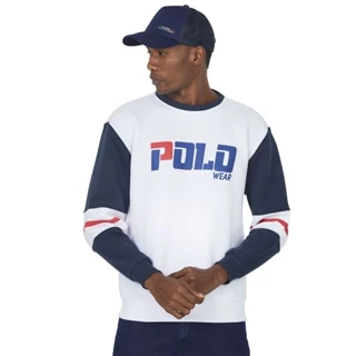 Blusa Masculina Moletom Recortes Manga Polo Wear Branco