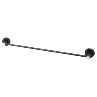 Suporte Porta Toalha Banho Veneza Reto Aço Inox preto fosco 48cm