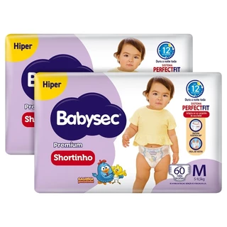 Fralda Descartável Babysec Shortinho Galinha Pintadinha Hiper Tamanho M - 2 Pacotes com 60 Fraldas - Total 120 Tiras em Oferta na Shopee
