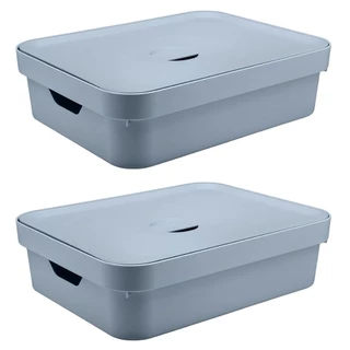 Caixa Organizadora OU Plastico 16L Cube Azul 02 unidades