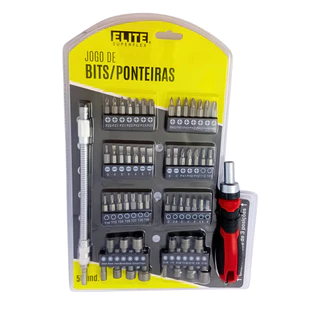 JOGO SOQUETES E BITS + CHAVE EXTENSORA + EIXO FLEXÍVEL 58pcs