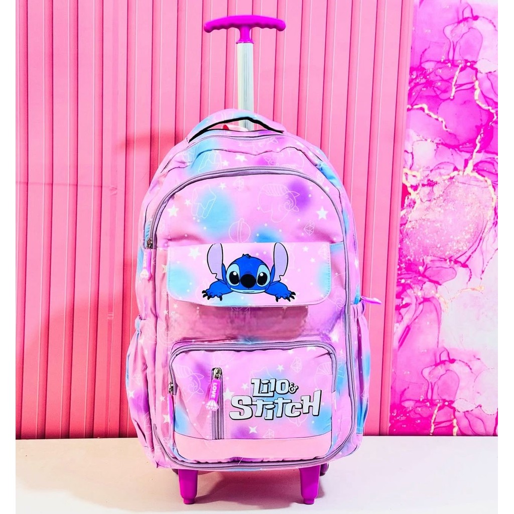 Mochila de Rodinhas Stitch Rosa | Shopee Brasil