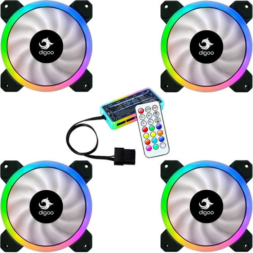 Kit 4 Fan Cooler Rgb 120mm + Controle + Controladora Rgb | Shopee Brasil